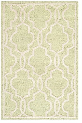 SAFAVIEH Geometrisch Teppich für Wohnzimmer, Esszimmer, Schlafzimmer - Cambridge Collection, Kurzer Flor, Hellgrün und Elfenbein, 91 X 152 cm
