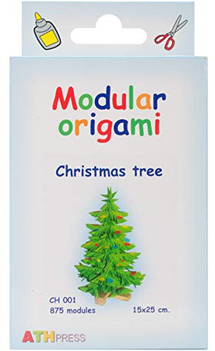 Origami modulari - Set Carta 875 Pezzi Albero di Natale Piccolo, Multicolore