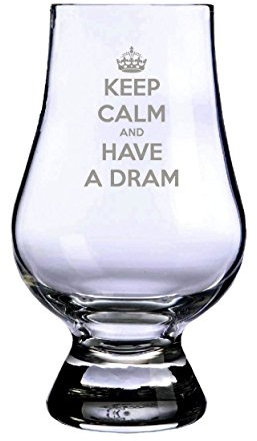 Glencairn Whisky-Verkostungsglas mit Aufschrift Keep Calm and have a Dram. Hergestellt in Schottland.