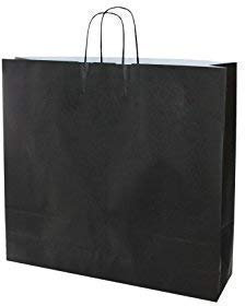 Papiertragetaschen mit Kordel extra groß 54 + 14 x 50 cm (100 Stück, SCHWARZ)