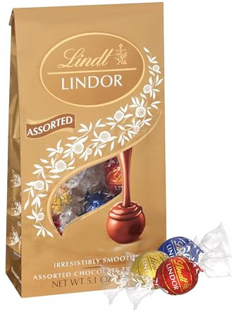 Lindt Lindor Assorted Chocolate Candy Truffles, Chocolate With Smooth, Melting Truffle Center, 5.1 Oz. Bag