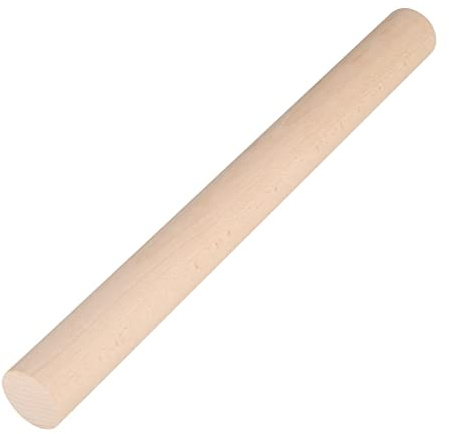 Vogue Rolling Pin Wood - 457mm 18 | Rolls out large batches of pastry and dough evenly with a smooth finish, suited for busy professional bakery kitchens.