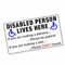 1 x Sticker Disabled Person Lives Here Logo Disability Disabilities Mobility Scooter Sign Wheelchair Handicapped Awareness Door Delivery Package Parcel Notice EXTERNAL 140x80mm D15