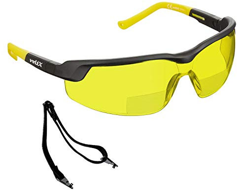 voltX GT ADJUSTABLE Bifocal Reading Safety Glasses (YELLOW Lens +3.0), UKCA & CE EN166FT Certified, Anti fog coated, UV400 Lens, Scratch resistant, Tilt and length adjustable earstems
