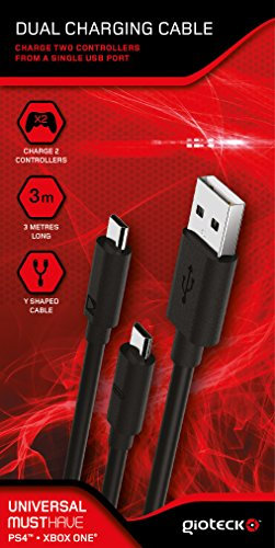 Gioteck - Cable De Carga Dual Para Mandos (PS4, Xbox One)