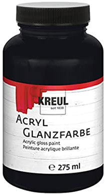 KREUL 79012 - Acryl Glanzfarbe, 275 ml Kunststoffglas in schwarz, glänzend-glatte Acrylfarbe zum Anmalen und Basteln, auf Wasserbasis, speichelecht, schnelltrocknend und deckend