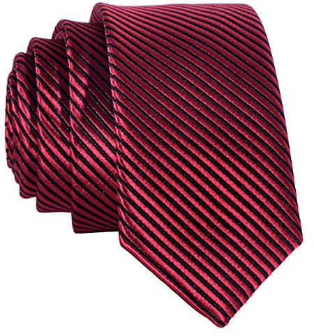 DonDon schmale rot schwarze Krawatte 5 cm gestreift