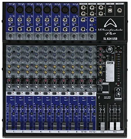 Wharfedale Pro SL824USB Mixer mit 8 Mikrofon/Auxiliary/USB/EFX und Rack Mount Kit