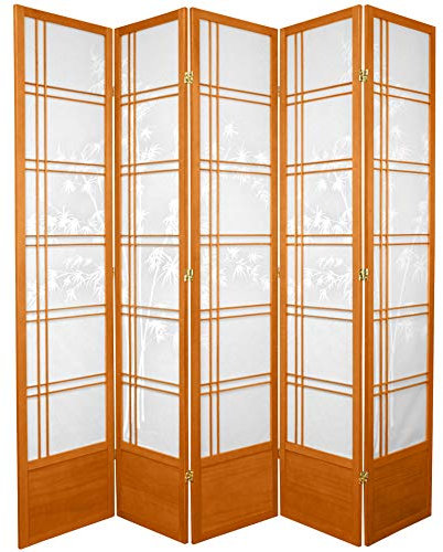 Oriental Möbel modernes Design, 213 cm Bambus Baum Japanische zusammenklappbar Shoji Sichtschutz, Honig 5 Panel