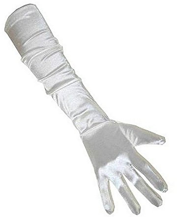 PartyXplosion Damen Handschuhe Elegante ca. 48-52 cm lange Satin Handschuhe Karneval, Weiß, One Size (Einheitsgröße)