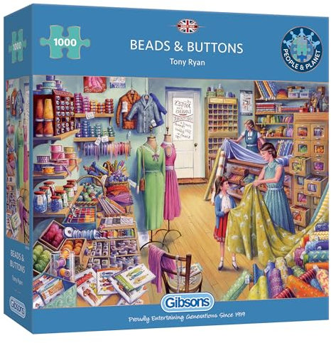 Beads & Buttons | 1000 Teile Puzzle | Kleider, Mutter & Tochter | Nachhaltiges Puzzle für Erwachsene | 100% recyceltes Premium-Puzzle | Tolles Geschenk für Erwachsene | Gibsons Games