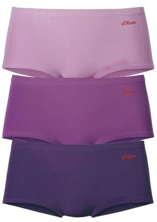 s.Oliver Damen Bodywear Panty (3 Stück) | seitlichem Logodruck, Roter Akzent seitlich, Großzügige Beinausschnitte, Bequemer Sitz, Nahtloses Tragegefühl