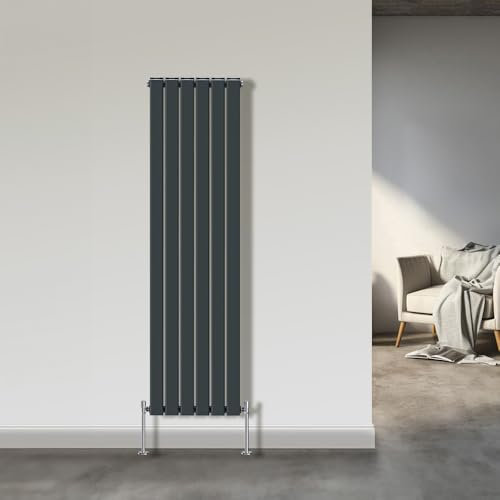NRG Modern Vertical Upright Column Radiator Bathroom Central Heating Anthracite Flat Panel 1800x408mm - Double