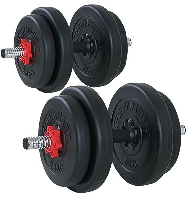 TrainHard Kurzhanteln 2er Set Kunststoff 33kg – Hantelset, Hanteln, Hantelstangen, Gewichte und Sternverschlüsse gerändelt 30/31mm