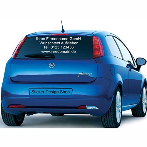 Sticker Design Shop Heckscheiben Beschriftung Wunschtext Schriftzug Aufkleber Autobeschriftung Auto Heckscheibe (70 cm 5 zeilig)