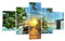 Mehrteilige Bilder auf Glas See Sonnenuntergang Boot Landschaft Glasbild 125x70cm Wandbilder Dekoration Wohnzimmer Schlafzimmer Küche Set 5 teilige Klein Wanddeko Wand Art Modern GEA125x70-2573
