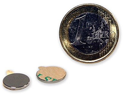20 x Scheibenmagnet selbstklebend Ø 10 mm x 2 mm Neodym Magnetscheibe N35 vernickelt - hält 1 kg - 20 Stück - Starke Klebemagnete für Kühlschrank Magnet Glasboards Magnettafel Pinnwand Whiteboard