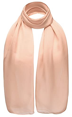 Basic Sense Plain Chiffon Soft Sheer Scarf, Peach