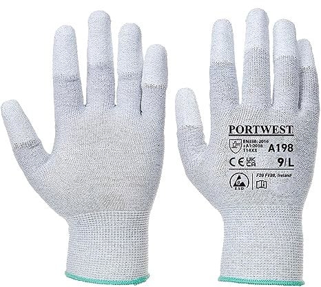 Portwest A198 Antistatische PU-Fingerspitzen-Sicherheitshandschuh Grau, L