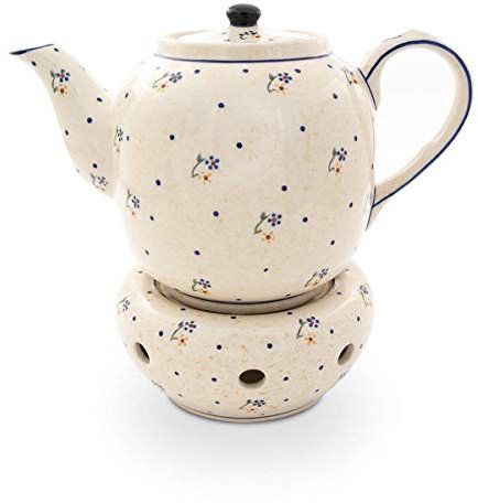 Bunzlauer Keramik Tetera con bauchigem calientaplatos 1.5 L, decorada 111
