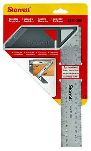 Starrett K53M-200-S Tischler Try Quadrat für die Holzbearbeitung – 200mm metrischer Satz Vierkant