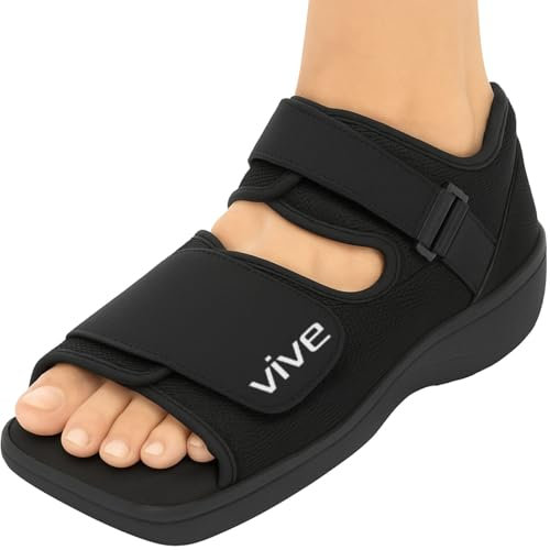 Vive Post Op Shoe - Lightweight Medical Walking Boot with Adjustable Strap - Orthopedic Recovery Cast Shoe for Post Surgery, Fractured Foot (Medium)