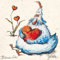 PGM - Blühende Liebe Huhn 5er Set Kunstpostkarte 14x14 cm Romantik Karte 5 Stück