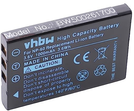 vhbw Akku kompatibel mit Nytech ND-6360 Kamera Digicam DSLR (1000mAh, 3,6V, Li-Ion)