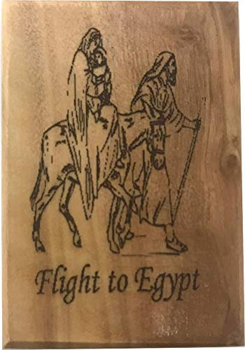Holylandmarket Magnete aus Olivenholz, Flug-nach Ägypten, 6 x 4 cm