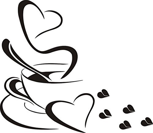 Unbekannt Wandtattoo wandaufkleber Wohnzimmer Küche Schriftzug Cafe Coffee Kaffee Herzen 30 Farben zur Wahl cafe05 (080 kaffeebraun, Size 1:ca.5x6cm(ohne Kaffeebohnen))