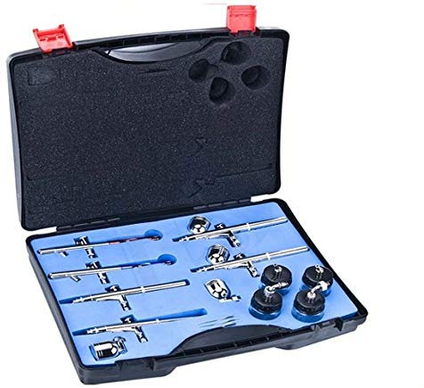 OCS.tec Profi Airbrush Pistolen Set ohne Kompressor - 6 Pistolen AP1