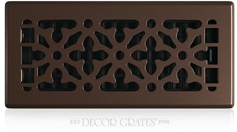 Decor Grates 4-Inch by 10-Inch Gothic Black Steel Floor Register, braun, AGH410-RB
