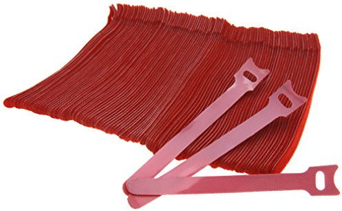 100 bridas para cables reutilizables y ajustables, color rojo