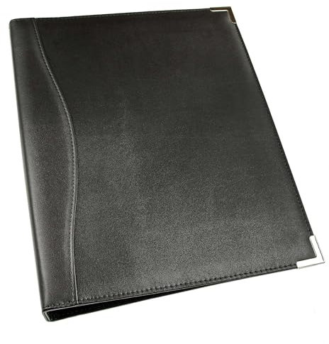 Leather A4 Ring Binder | Document Folder | Executive Conference Folder | Soft Leather Cover | Strong 4 Ring System | Silver Protective Corners