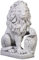 gartendekoparadies.de Statue Löwe mit Schild Links, Steinfigur, H. 54 cm, 40 kg, Grau, frostsicher aus Steinguss für Außenbereich