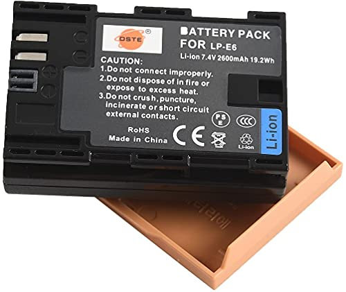 DSTE Spare Battery Compatible for Canon LP-E6 LP-E6N EOS 5D Mark II 5D Mark III 5D Mark IV 5DS 5DS R 6D 7D 60D 60Da 70D 80D 90D 7D MarkII 7D MarkIII XC10 XC15 Digital Camera
