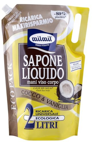 Milmil - Sapone Liquido, Cocco & Vaniglia, 2 l