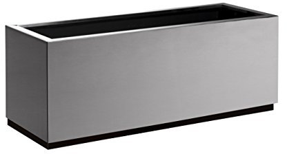 Hobby Flower Steel Brillo - Maceta Rectangular con Sistema de Auto-riego, 75 x 35 x 40 cm