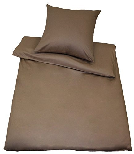 Kinzler B-10002/29 hochwertige Baumwoll-Satin Bettwäsche Uni, modern, 80x80 + 155x220 cm, grau