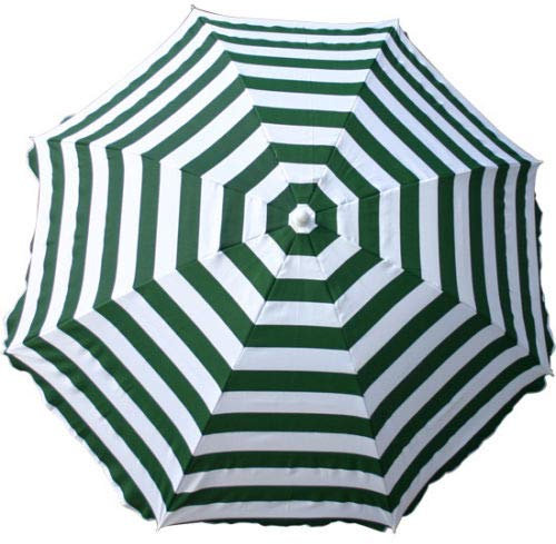 Greenbay Parasol Ø 180 cm inclinable pour Patio Jardin Balcon Piscine Plage Rond Sunscreen Rayures Blanches Vertes