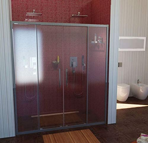 Porte coulissante 150 cm - Porte en verre 150 x 200 cm (l x h) - Porte coulissante - Douche 150 cm - 4 pièces - 6 mm - Transparent - Avec revêtement anti-DROP