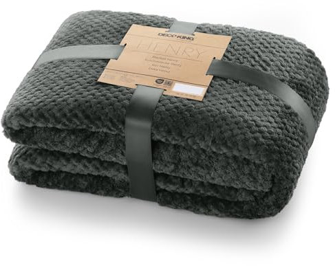 DecoKing Kuscheldecke 170x210 cm Graphit Decke Microfaser Wohndecke Tagesdecke Fleece weich sanft kuschelig skandinavischer Stil grau anthrazit Henry