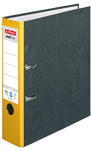 Herlitz Ordner maX.file nature, Pappe, Wolkenmarmorbezug, Kantenschutz, standfest, A4 8 cm, gelb