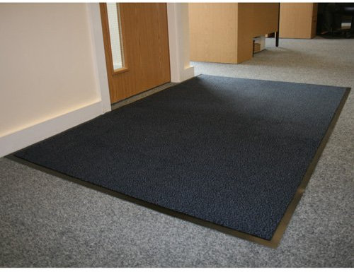 JVL Office Entrance Absorbent Barrier Door Mat, Fabric, Blue/Black, 120 x 180 cm