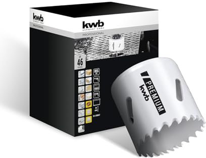 kwb Scie cloche bi-métal HSS Ø 46 mm, 8% allié au cobalt avec denture Vario progressive et haute précision pour une utilisation polyvalente