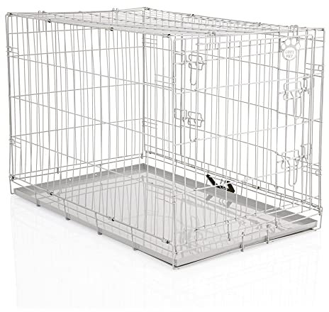 COZY PET Dog Cage 36 Light Grey Metal Tray Folding Puppy Crate Cat Carrier Dog Crate. DC36G