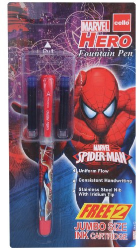 Cello - Marvel Hero Fountain Pen Blue With 2 Ink Cartridge (Pack Of 2)