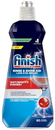 Finish Rinse & Shine Dishwasher Aid - Achieve 100% Better Drying & Spotless Shine! Protects Glasses from Clouding with Powerball Technology, 400ml