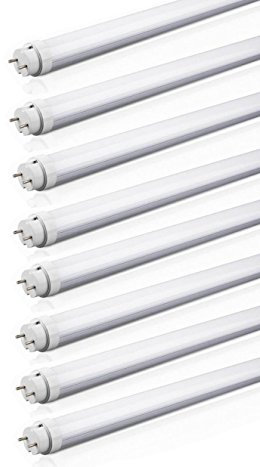 Auraglow Energy Saving 9w 2ft 600mm Cool White, 6500k, 900lm, T8 Fluorescent LED Tube Light, 18w EQV - 8 Pack
