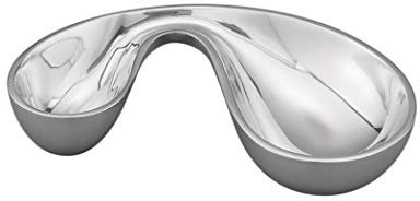 nambe Morphik Olive Bowl | Bowl Can Be Heated or Chilled | Serve Dips, Salsa, Appetizers, Olives, Guacamole, and More | Made of Metal Alloy | 8.75” x 4.5” | Designed by Karim Rashid